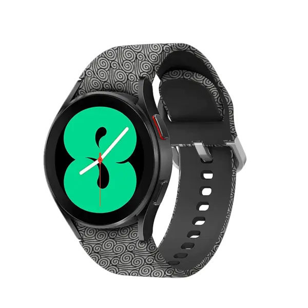 s.r30.e Main Silver Waves StrapsCo Patterned Silicone Strap for Samsung Galaxy Watch 4 Rubber Watch Band