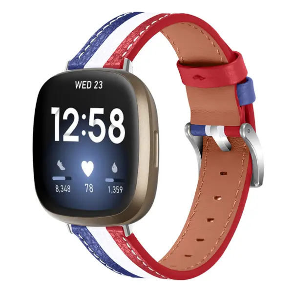 fb.l52.1.usa Main Super Stripe Leather Strap for Fitbit Versa 3Sense Blue White Red StrapsCo Genuine Leather Watch Band copy