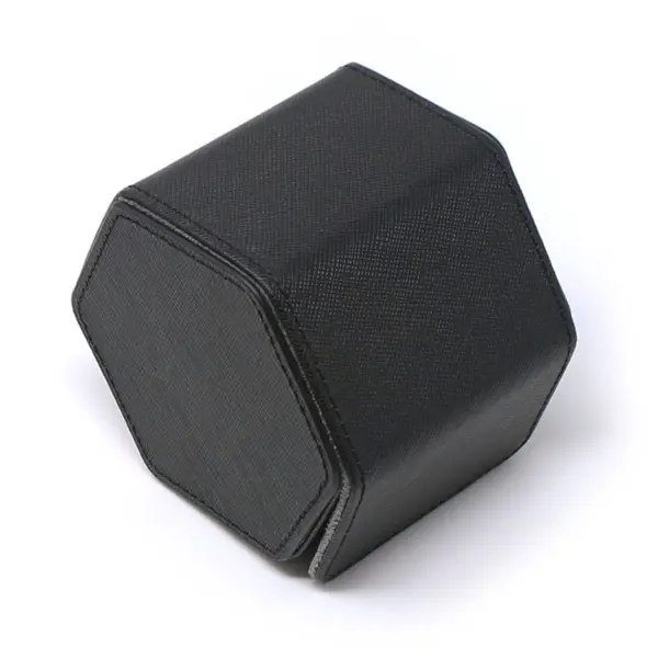wr8.1.7.ss .1 Closed Black Grey Silver Hardware StrapsCo DASSARI Premium Saffiano Leather Octo Roll Watch Roll