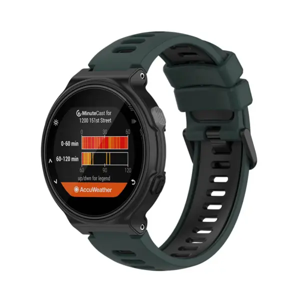 g.r61.11.1 MainGreen Black StrapsCo Silicone Strap for Garmin Forerunner 220 230 235 260 735XT Approach S5 S6 S