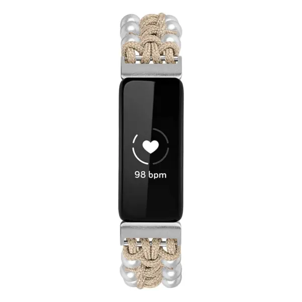 fb.ny34.17 Front Beige StrapsCo Adjustable Bead Strap for Fitbit Inspire 2