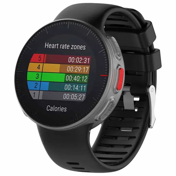 p.r9.1 Main Black StrapsCo Silicone Rubber Watch Band Strap for Polar Vantage V