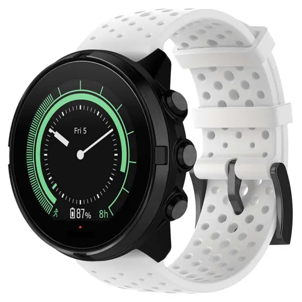 su.r28.22 Main White StrapsCo Perforated Silicone Rubber Watch Band Strap for Suunto 9
