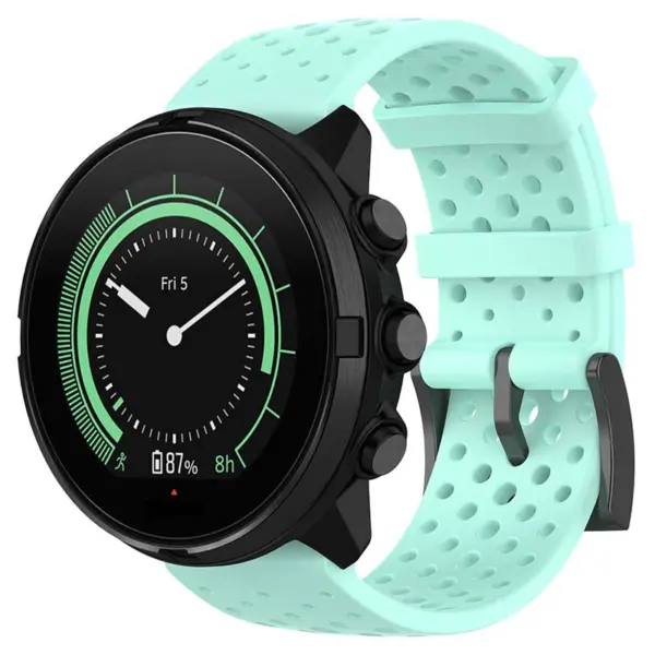 su.r28.11a Main Mint StrapsCo Perforated Silicone Rubber Watch Band Strap for Suunto 9