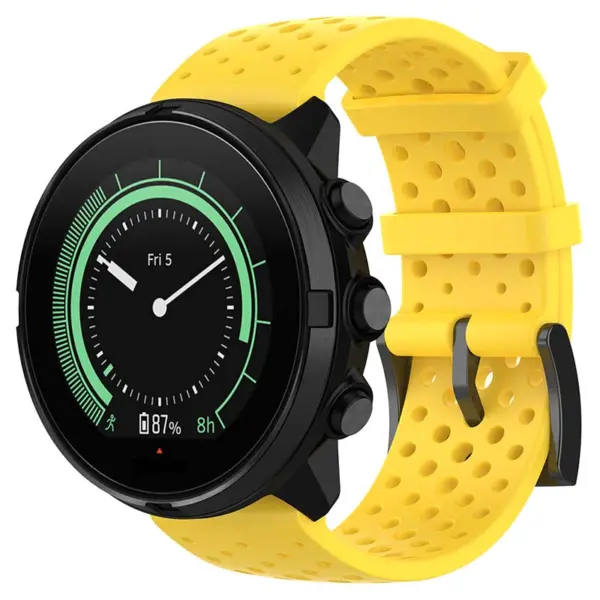 su.r28.10 Main Yellow StrapsCo Perforated Silicone Rubber Watch Band Strap for Suunto 9