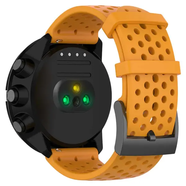 su.r28.12 Back Orange StrapsCo Perforated Silicone Rubber Watch Band Strap for Suunto 9