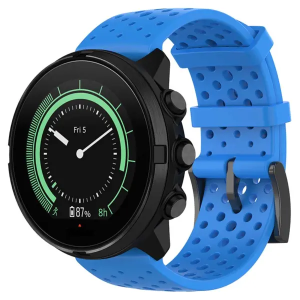 su.r28.5 Main Blue StrapsCo Perforated Silicone Rubber Watch Band Strap for Suunto 9