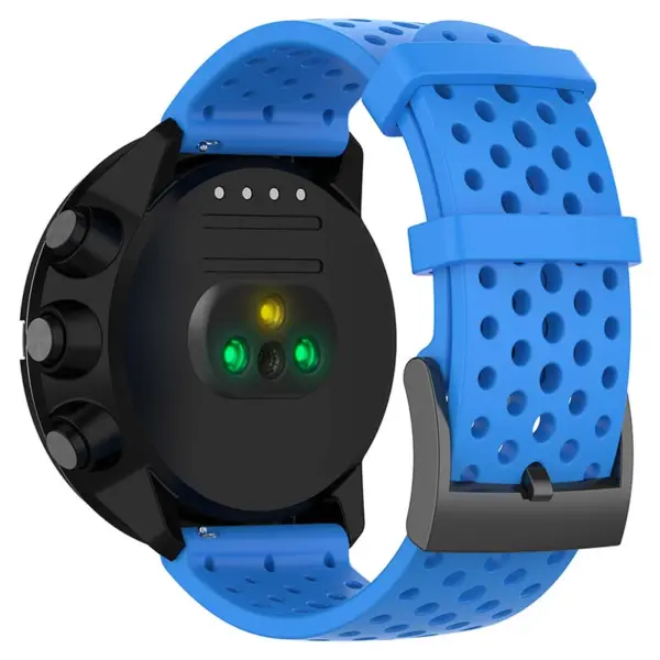 su.r28.5 Back Blue StrapsCo Perforated Silicone Rubber Watch Band Strap for Suunto 9