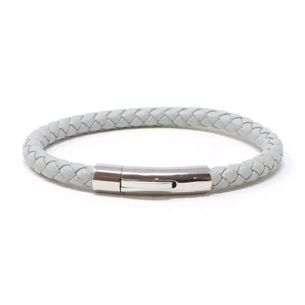 bx3.22.ps Main White StrapsCo Leather Bolo Bracelet with Silver Clasp