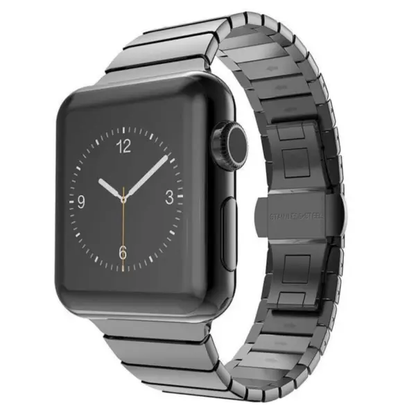 a.m20.mb Main Black StrapsCo Stainless Steel Metal Link Bracelet Band Strap for Apple Watch 38mm 40mm 42mm 44mm