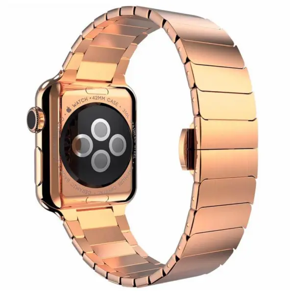 a.m20.rg Back Rose Gold StrapsCo Stainless Steel Metal Link Bracelet Band Strap for Apple Watch 38mm 40mm 42mm 44mm
