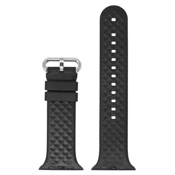 a.r17.1 Main Black StrapsCo Silicone Rubber Waffle Grooved Band Strap for Apple Watch 38mm 40mm 42mm 44mm