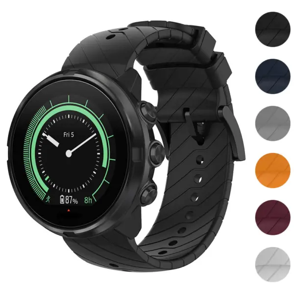su.r26.1 Gallery Black StrapsCo Silicone Rubber Watch Band Strap for Suunto 9Spartan SportD5