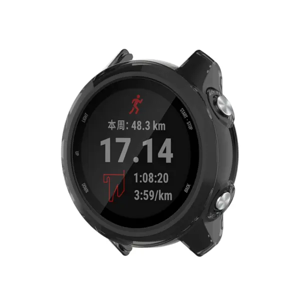 g.pc12 Main Black StrapsCo Silicone Rubber Protective Case Cover for Garmin Forerunner 245