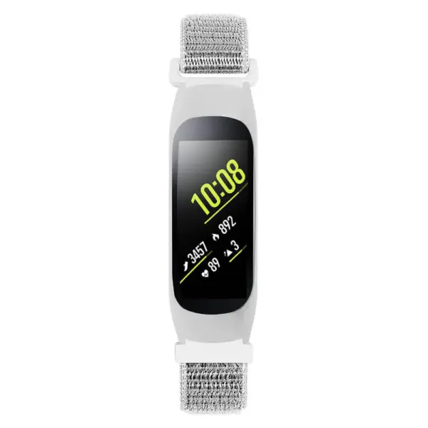 S.ny5.22 Front White StrapsCo Woven Nylon Watch Band Strap Compatible With Samsung Galaxy Fit E SM R375