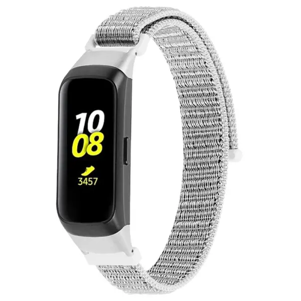 S.ny4.22 Main White StrapsCo Woven Nylon Watch Band Strap Compatible With Samsung Galaxy Fit SM R370