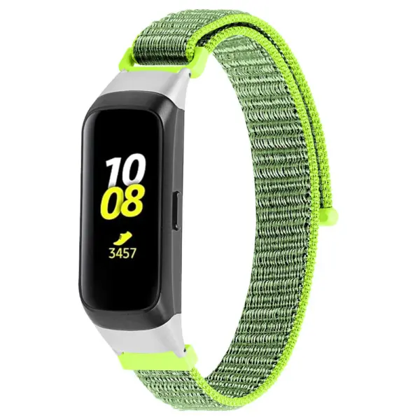 S.ny4.11 Main Neon Green StrapsCo Woven Nylon Watch Band Strap Compatible With Samsung Galaxy Fit SM R370