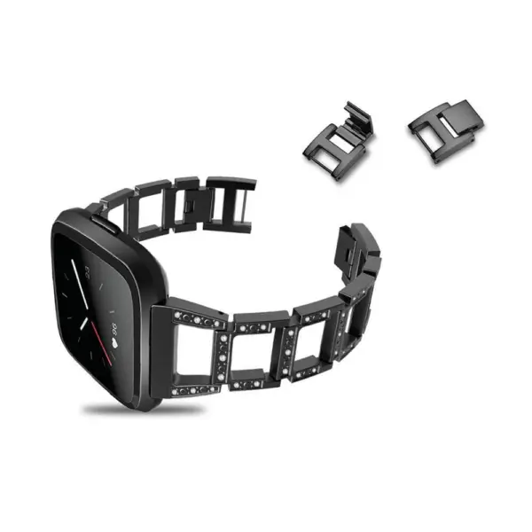 Fb.m80.mb Angle Black StrapsCo Alloy Watch Bracelet Band Strap With Rhinestones For Fitbit Versa