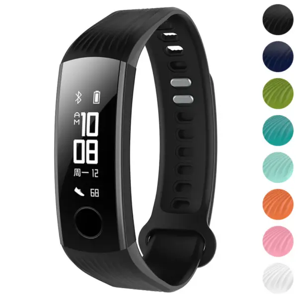 H.r4.1 Gallery Black StrapsCo Silicone Rubber Watch Band Strap Compatible With Huawei Honor Band 3