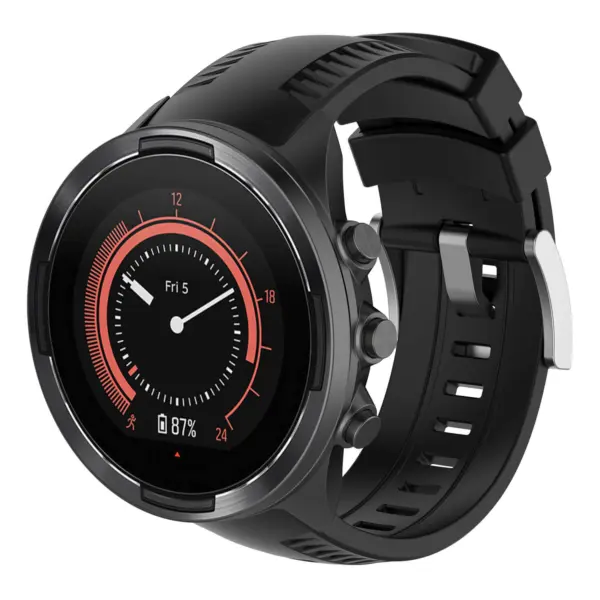Su.r24 Main Black StrapsCo Silicone Rubber Watch Band Strap Compatible With Suunto 9