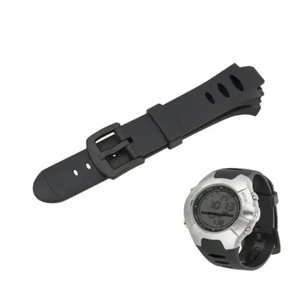 Su.r16.1.mb Main Black (Black Buckle) StrapsCo Black Silicone Rubber Watch Band Strap Compatible With Suunto Observer SR & X6HRM