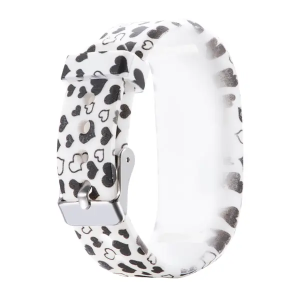 G.r39.w Back Black & White Hearts StrapsCo Silicone Rubber Replacement Watch Band Strap For Garmin Vivofit JR