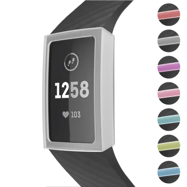 Fb.pc8.22 Gallery White StrapsCo Silicone Rubber Protective Case For Fitbit Charge 3