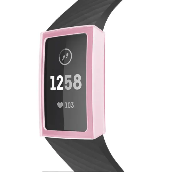 Fb.pc8.13 Front Pink StrapsCo Silicone Rubber Protective Case For Fitbit Charge 3