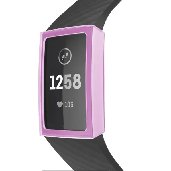 Fb.pc8.18 Front Purple StrapsCo Silicone Rubber Protective Case For Fitbit Charge 3