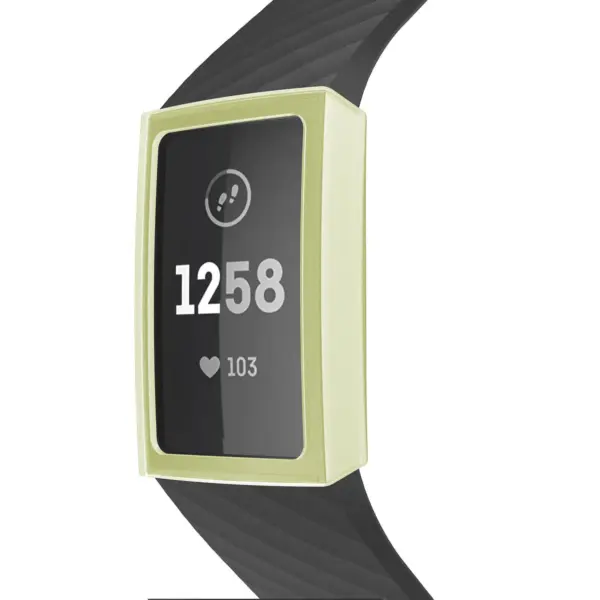 Fb.pc8.10 Front Yellow StrapsCo Silicone Rubber Protective Case For Fitbit Charge 3