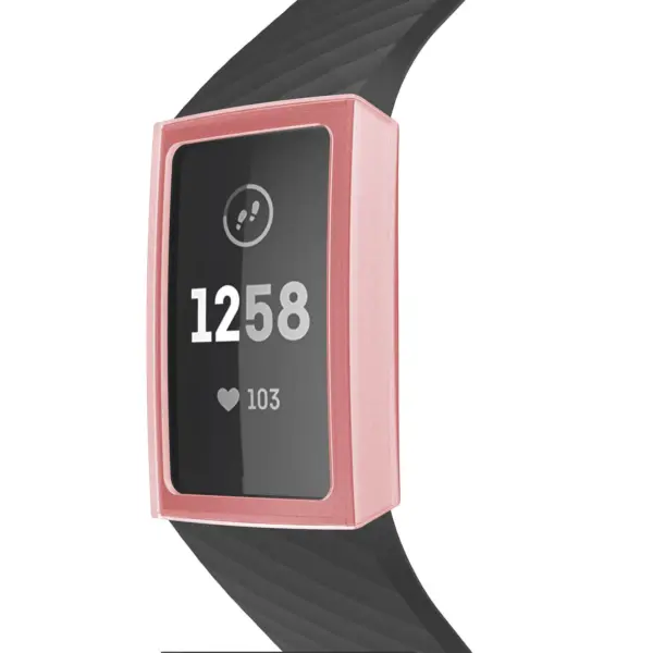 Fb.pc8.6 Front Red StrapsCo Silicone Rubber Protective Case For Fitbit Charge 3