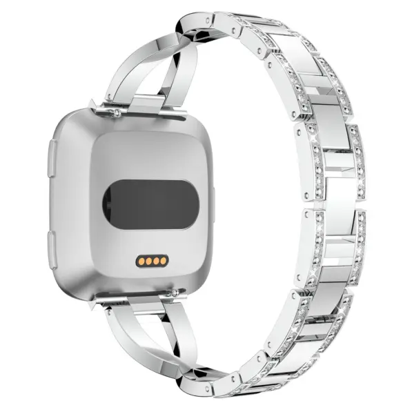 Fb.m79.ss Main Silver StrapsCo Alloy Watch Bracelet Band Strap With Rhinestones For Fitbit Versa
