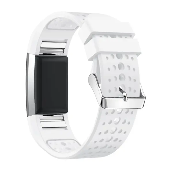 Fb.r35.22 Main White StrapsCo Perforated Silicone Rubber Watch Band Strap For Fitbit Charge 2