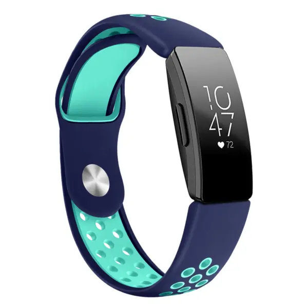 Fb.r45.5.11 Main Blue & Teal StrapsCo Perforated Silicone Rubber Watch Band Strap For Fitbit Inspire & Inspire HR