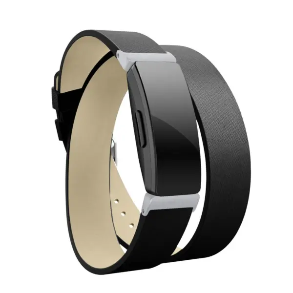 Fb.l31.1 Angle Black StrapsCo Double Wrap Around Leather Watch Band Strap For Fitbit Inspire & Inspire HR