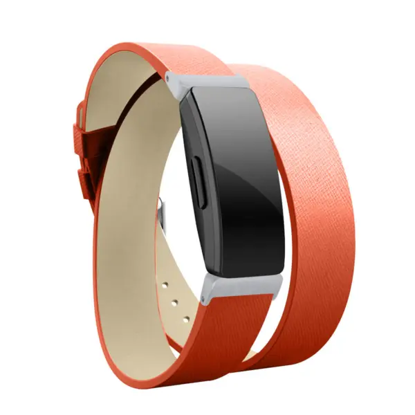 Fb.l31.12 Angle Orange StrapsCo Double Wrap Around Leather Watch Band Strap For Fitbit Inspire & Inspire HR