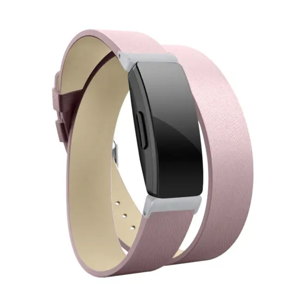 Fb.l31.13 Angle Pink StrapsCo Double Wrap Around Leather Watch Band Strap For Fitbit Inspire & Inspire HR