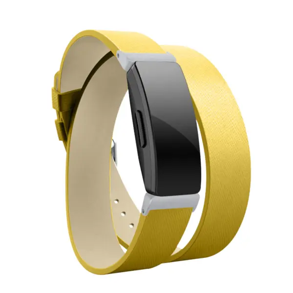 Fb.l31.10 Angle Yellow StrapsCo Double Wrap Around Leather Watch Band Strap For Fitbit Inspire & Inspire HR
