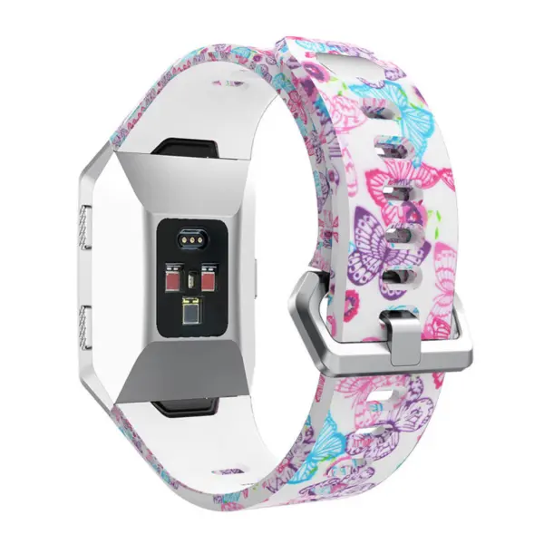 Fb.r29.a Back Butterflies Pattern Rubber Strap Fits Fitbit Ionic