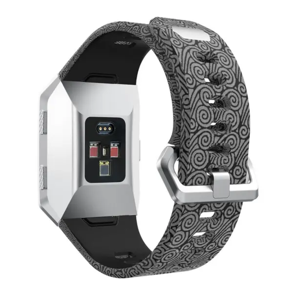 Fb.r29.e Back Black Swirls Pattern Rubber Strap Fits Fitbit Ionic
