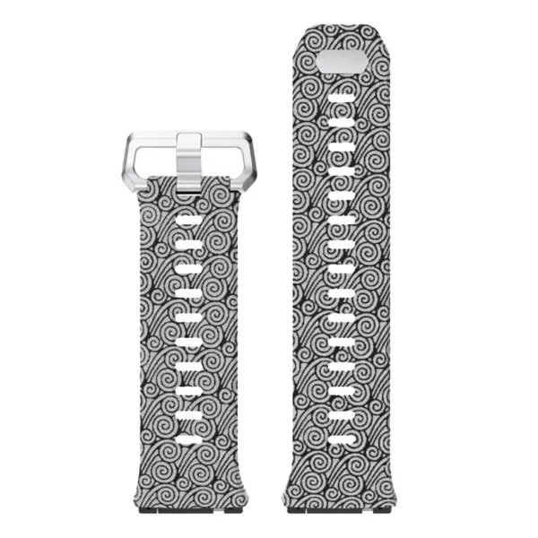Fb.r29.e Top Black Swirls Pattern Rubber Strap Fits Fitbit Ionic