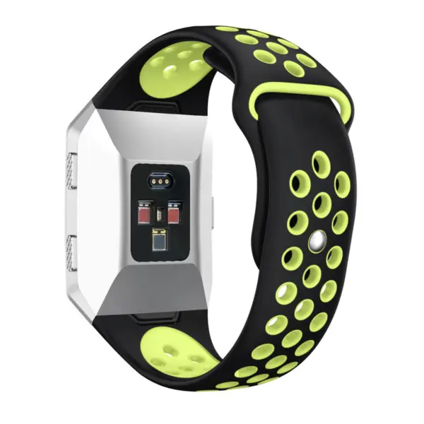 Fb.r28.1.10 Back Silicone Rubber Vented Sport Fits Fitbit Ionic In Black And Yellow