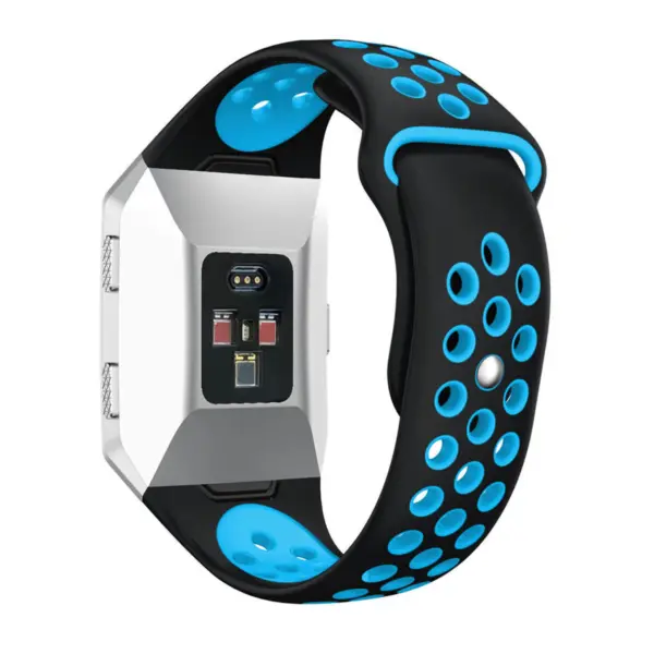 Fb.r28.1.5 Back Silicone Rubber Vented Sport Fits Fitbit Ionic In Black And Blue