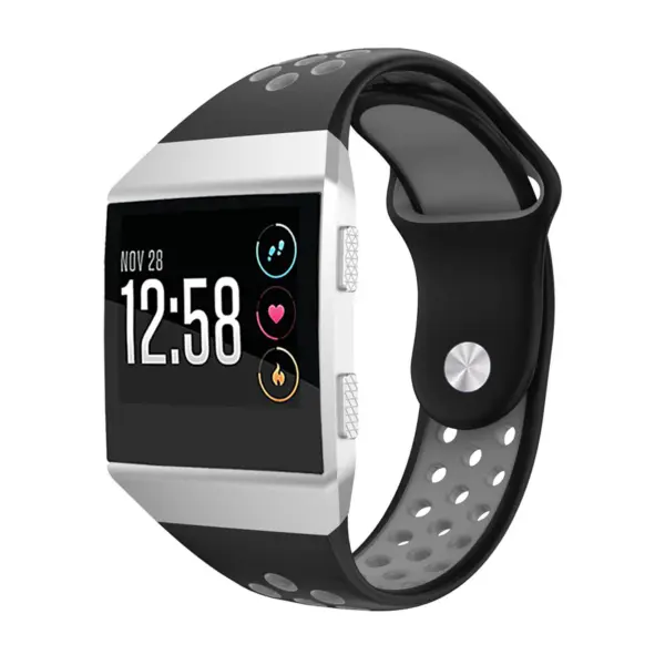 Fb.r28.1.7 Front Silicone Rubber Vented Sport Fits Fitbit Ionic In Black And Grey