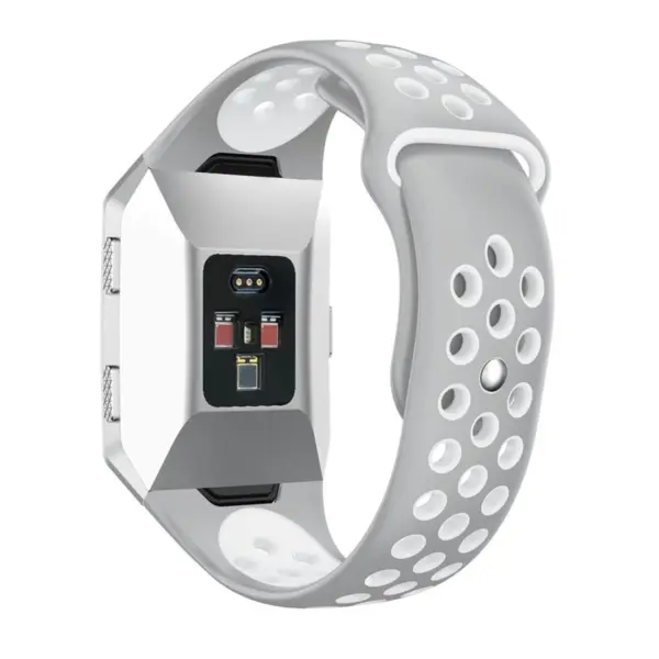 Fb.r28.7.22 Back Silicone Rubber Vented Sport Fits Fitbit Ionic In Grey And White