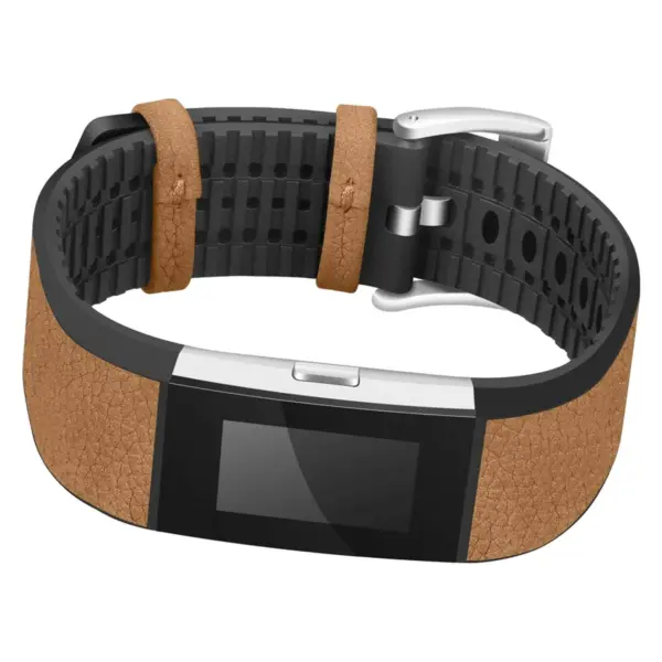 Fb.r26.2 Front Leather Strap Fits Fibit Charge 2 In Brown