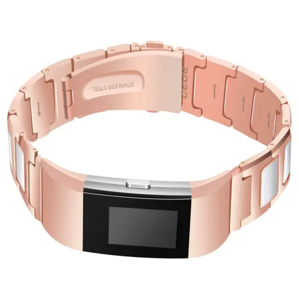Fb.m52.rg.22 Stainless Steel Bangle W White Ceramic Bracelet In Rose Gold
