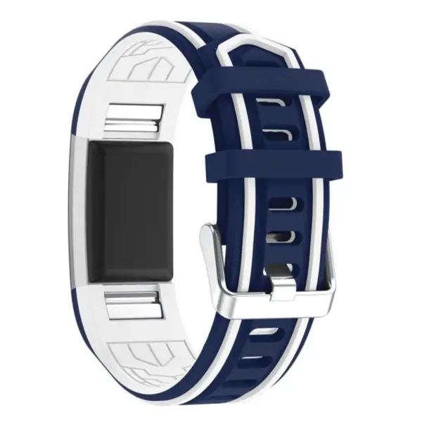 Fb.r24.5.22 Racing Stripe Rubber Watch Strap For Fitbit Charge 2 Blue And White 2