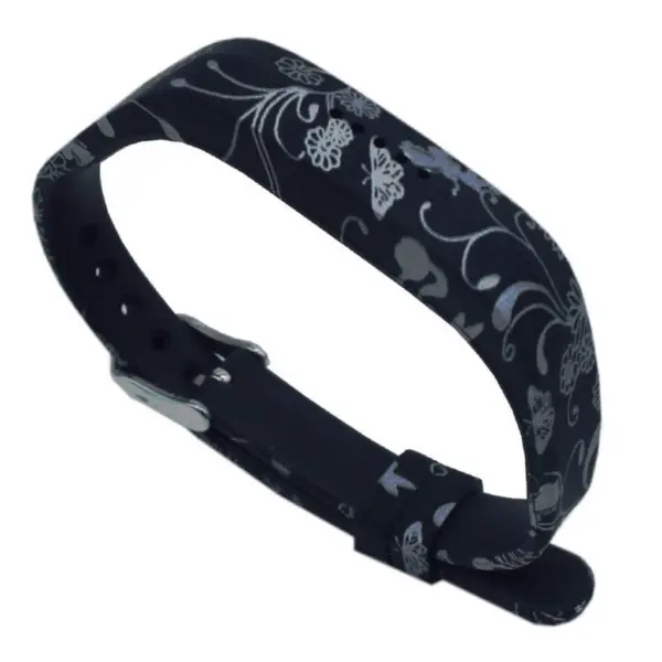 Fb.r6.l Patterned Silicone Strap For Flex 2 In Silver Butterfly