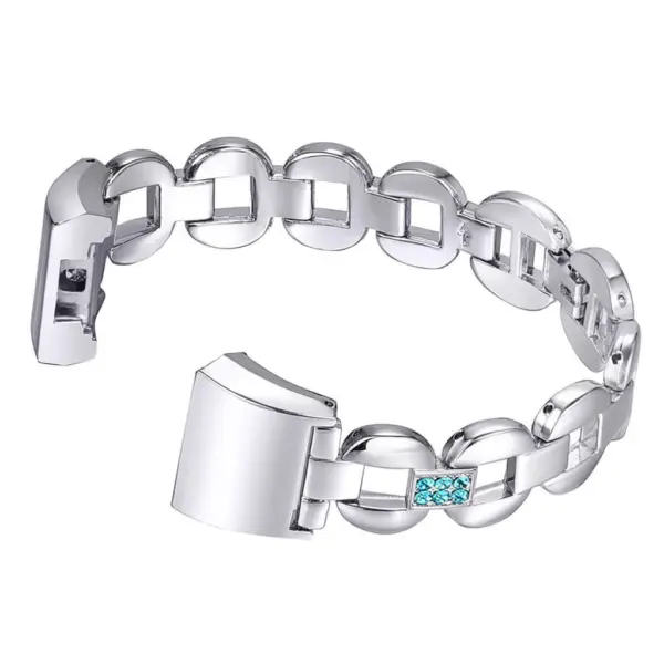 fb.m29.ss.5 Fitbit Charge 2 Stainless Steel Link Braclet w Blue Rhinestones